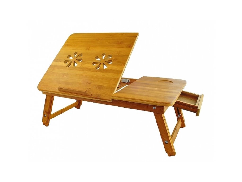 drevený skladací stolík na notebook